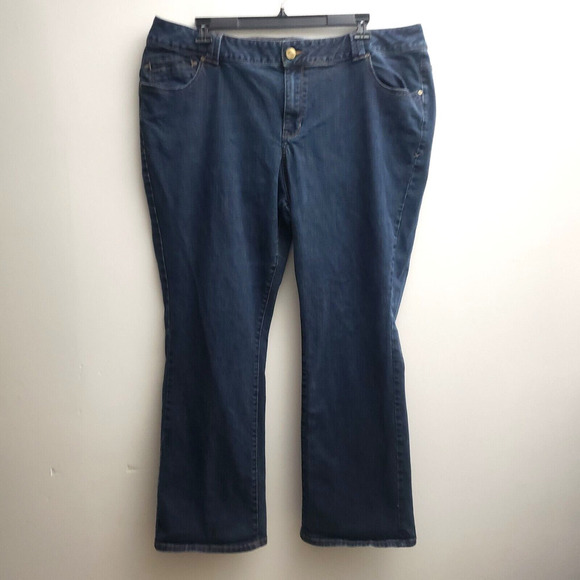 Lane Bryant Genius Fit Slim Boot Jeans Womens 24X31 Dark Blue Wash Stretch - Picture 1 of 7